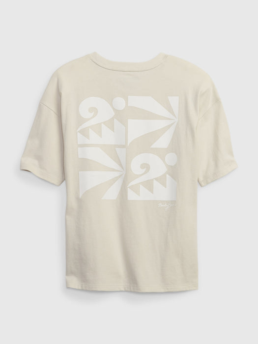 Gap &#215 Bailey Elder Kids 100% Organic Cotton Graphic T-Shirt - beige