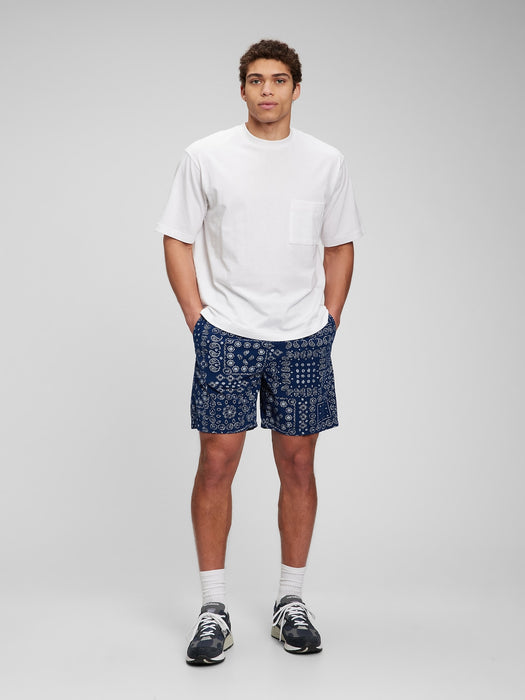 7" Easy Shorts with E-Waist - blue bandana print