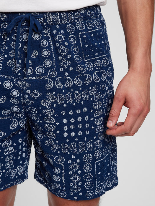 7" Easy Shorts with E-Waist - blue bandana print