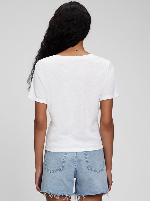 Ruched Cropped T-Shirt - optic white