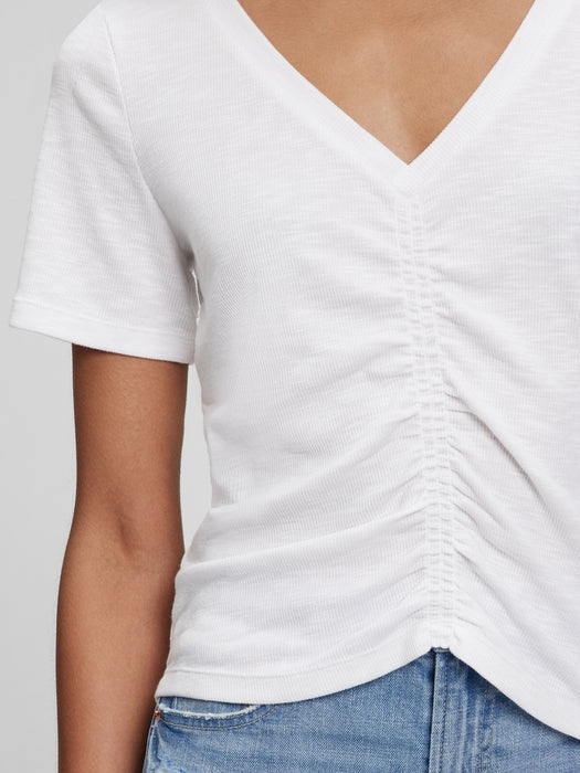 Ruched Cropped T-Shirt - optic white