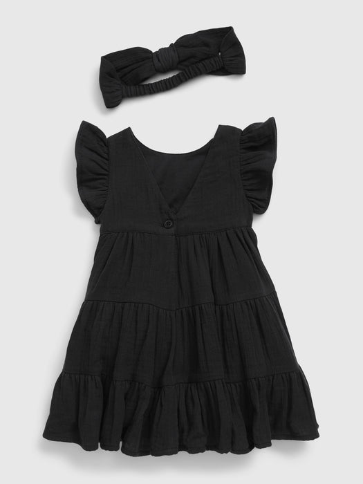 Baby Tiered Dress Set - black