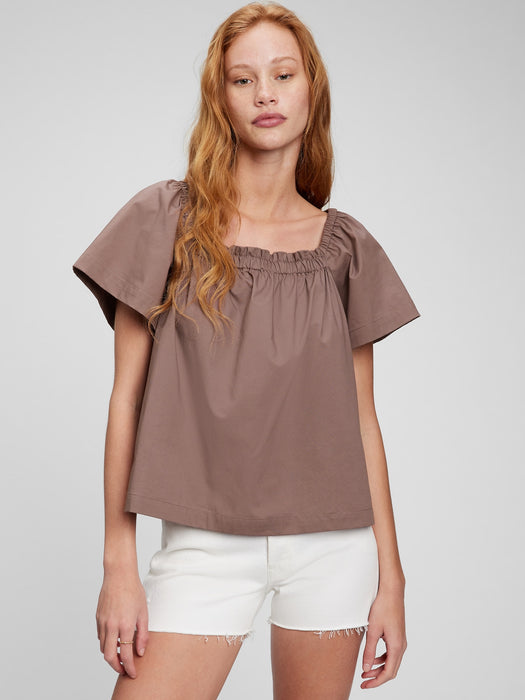 Flutter Sleeve Top - peppercorn brown