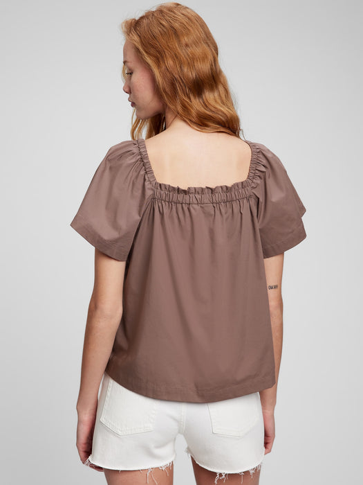 Flutter Sleeve Top - peppercorn brown