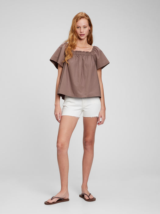 Flutter Sleeve Top - peppercorn brown