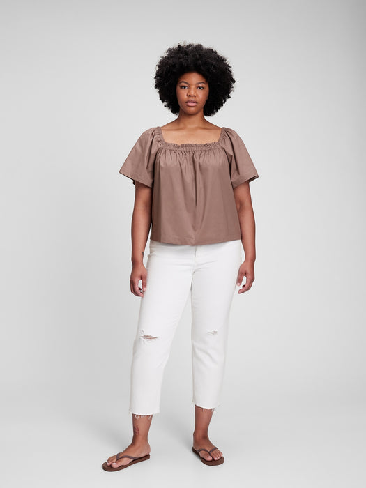 Flutter Sleeve Top - peppercorn brown