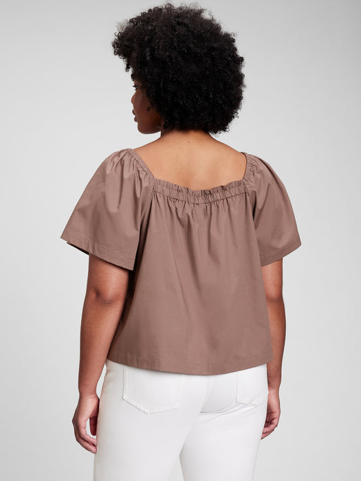 Flutter Sleeve Top - peppercorn brown