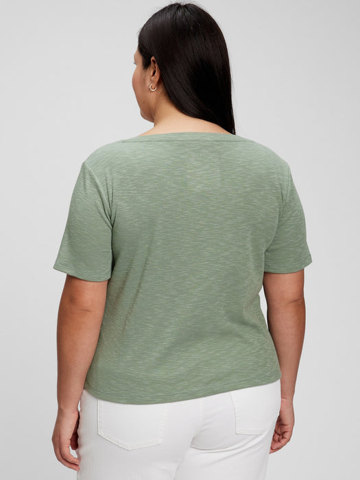 Ruched Cropped T-Shirt - gasoline green