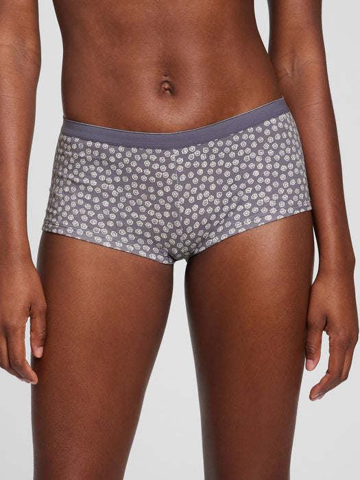 Stretch Cotton Shorty - storm grey floral