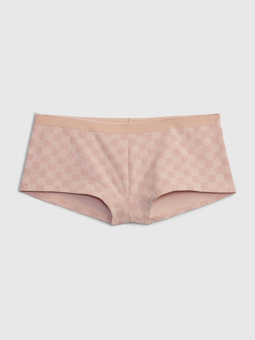 Stretch Cotton Shorty - chalk pink checkerboard