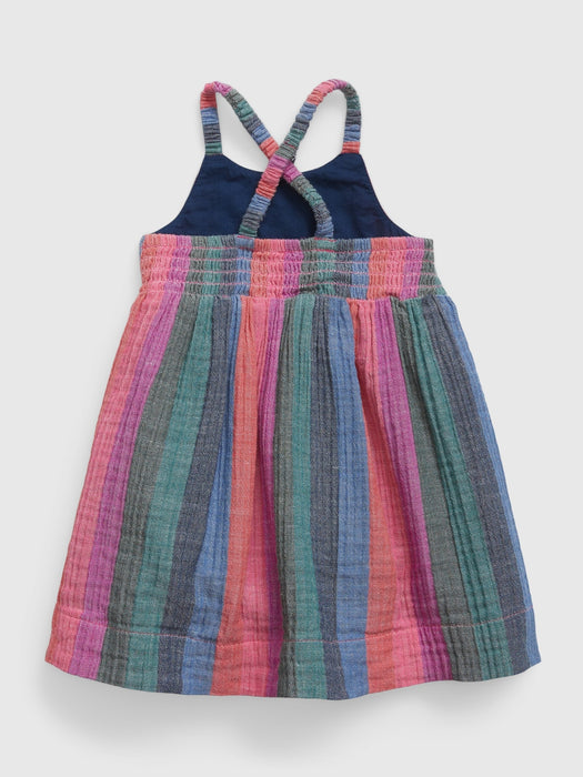 Baby Crinkle Gauze Dress Set - multi stripe