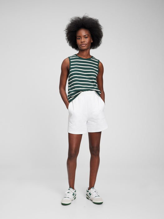 Shrunken Muscle Tank Top - green & white stripe