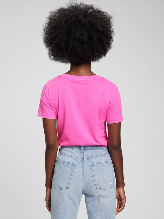 100% Organic Cotton Vintage Crewneck T-Shirt - phoebe pink