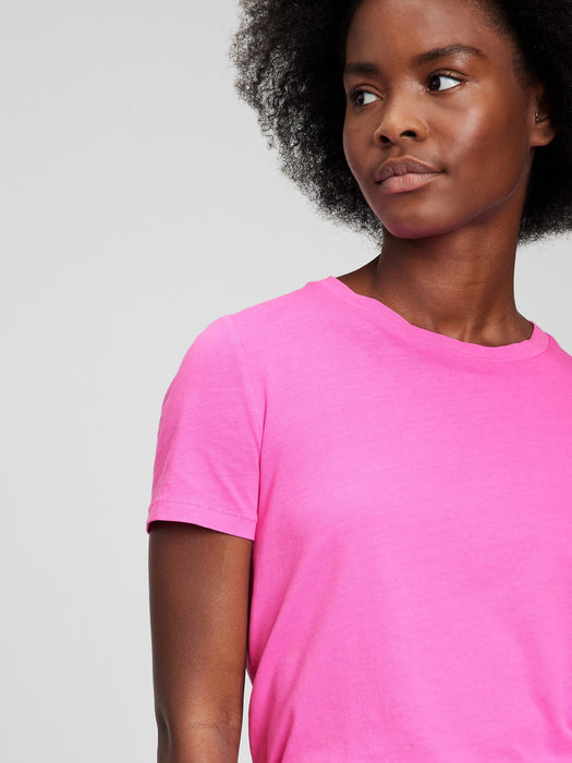 100% Organic Cotton Vintage Crewneck T-Shirt - phoebe pink