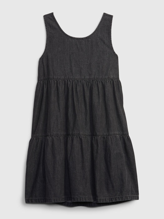 Kids Black Denim Dress with Washwell - black wash