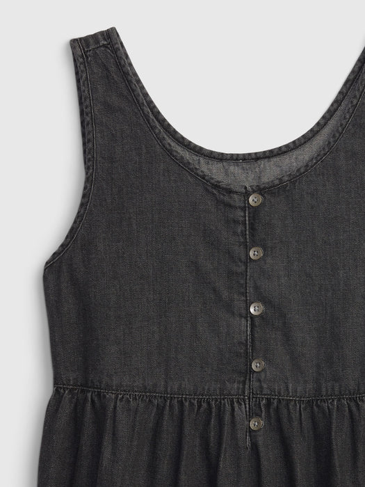 Kids Black Denim Dress with Washwell - black wash