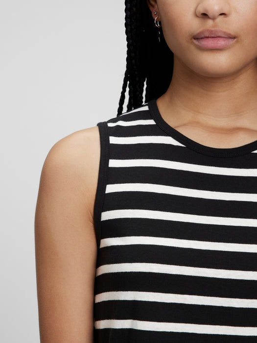 Shrunken Muscle Tank Top - black & white stripe