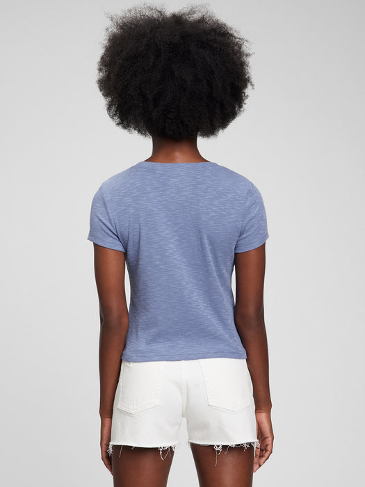 Rib Cap Sleeve T-Shirt - larkspur blue