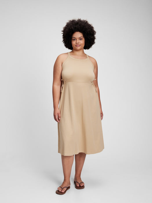 Modern Side Tie Cutout Midi Dress - new sand beige