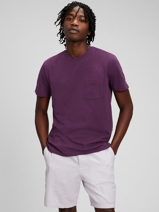 100% Organic Cotton Pocket T-Shirt - blackberry wine