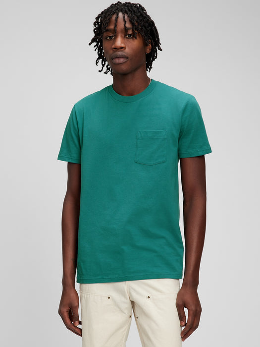 100% Organic Cotton Pocket T-Shirt - jade stone