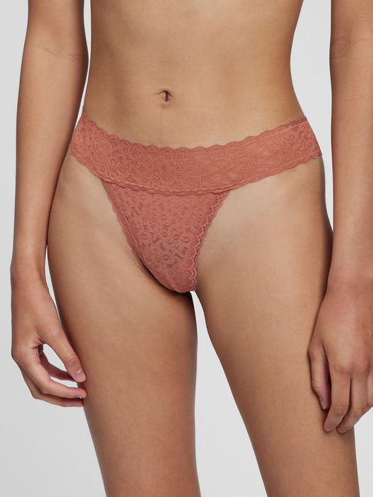 Lace Thong - cedarwood brown