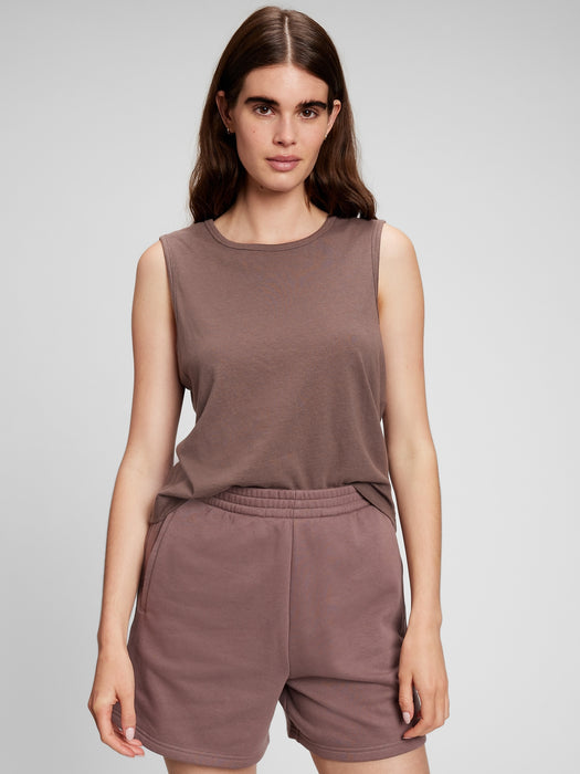 Shrunken Muscle Tank Top - peppercorn brown