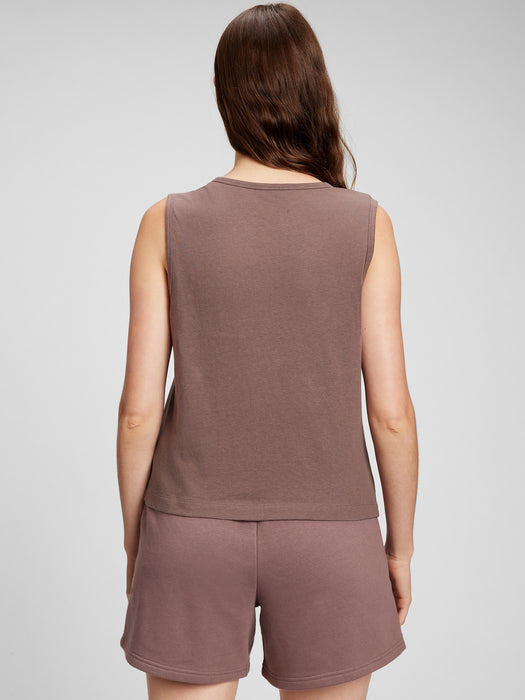 Shrunken Muscle Tank Top - peppercorn brown