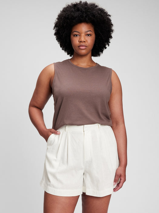 Shrunken Muscle Tank Top - peppercorn brown