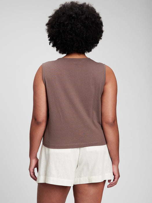 Shrunken Muscle Tank Top - peppercorn brown