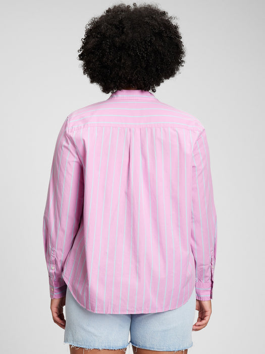 100% Organic Cotton Perfect Shirt - blue & pink stripe