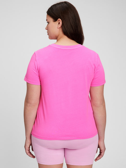 100% Organic Cotton Vintage Crewneck T-Shirt - phoebe pink