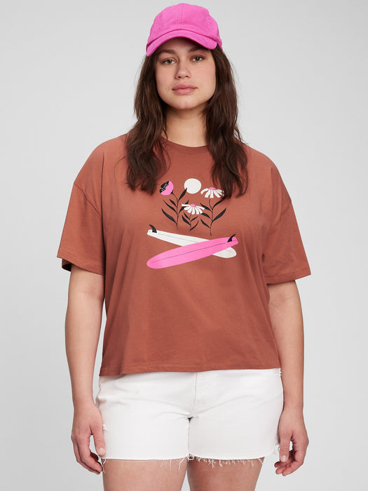 Gap &#215 Lizzy 100% Organic Cotton Graphic T-Shirt - cedarwood brown