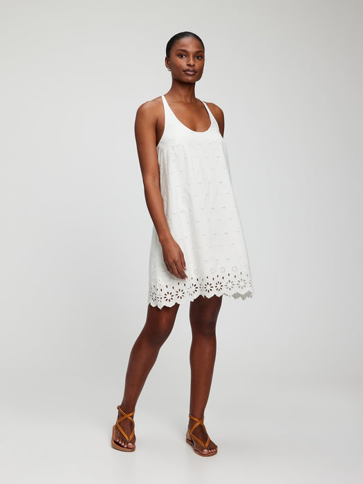 Eyelet Scalloped Mini Dress - new off white