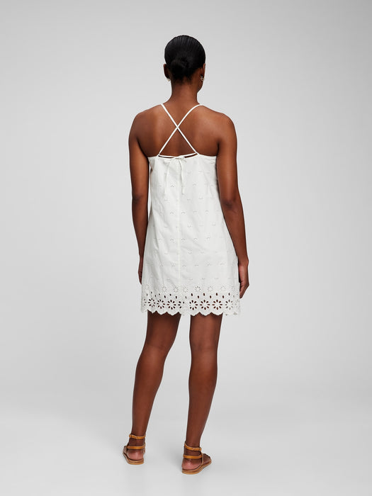 Eyelet Scalloped Mini Dress - new off white