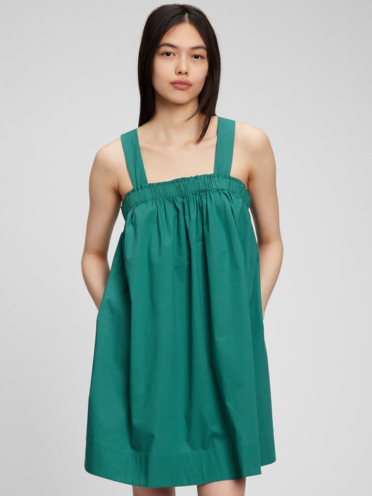 Tie-Back Babydoll Dress - jade stone green