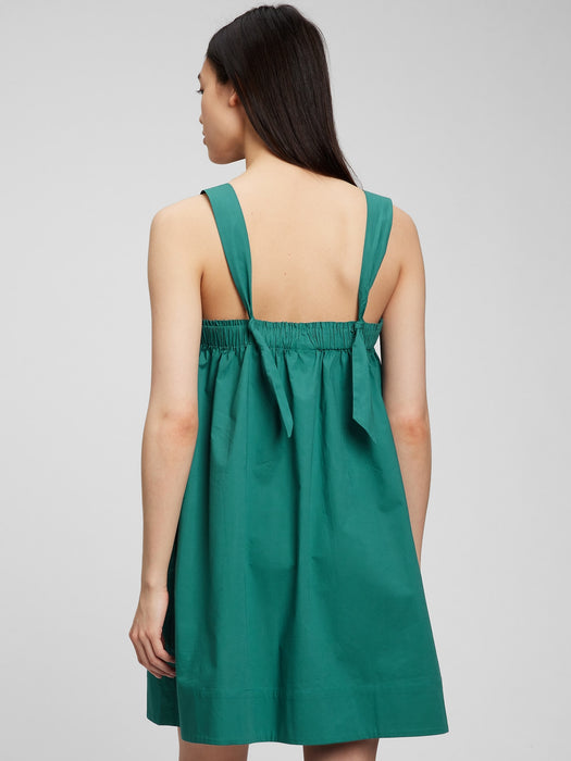 Tie-Back Babydoll Dress - jade stone green