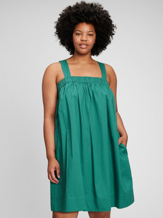 Tie-Back Babydoll Dress - jade stone green