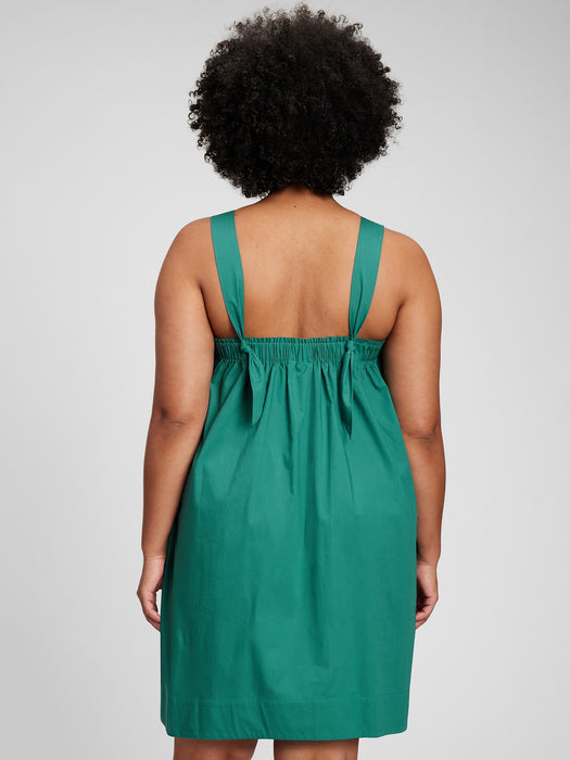 Tie-Back Babydoll Dress - jade stone green