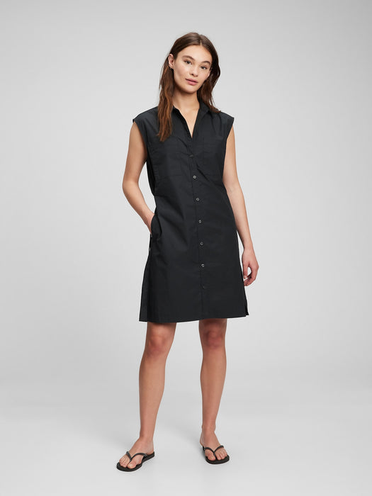 Utility Sleeveless Shirtdress - black