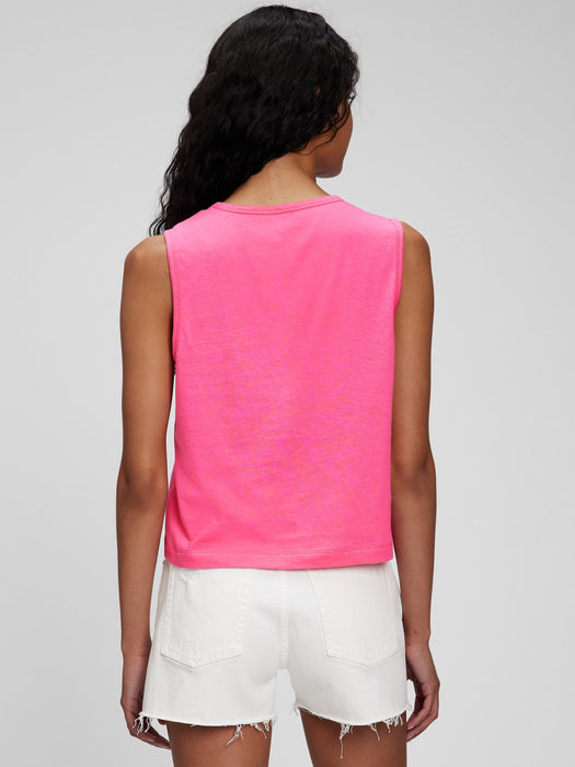 Shrunken Muscle Tank Top - phoebe pink