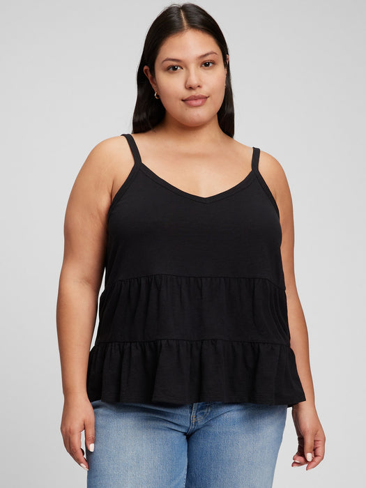 100% Organic Cotton Tiered Cami - black