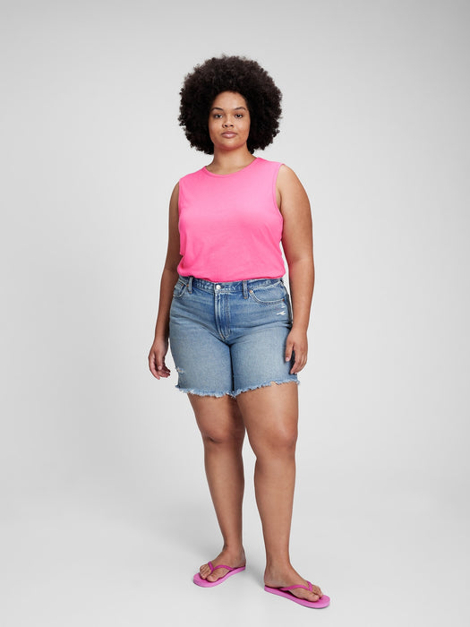 Shrunken Muscle Tank Top - phoebe pink