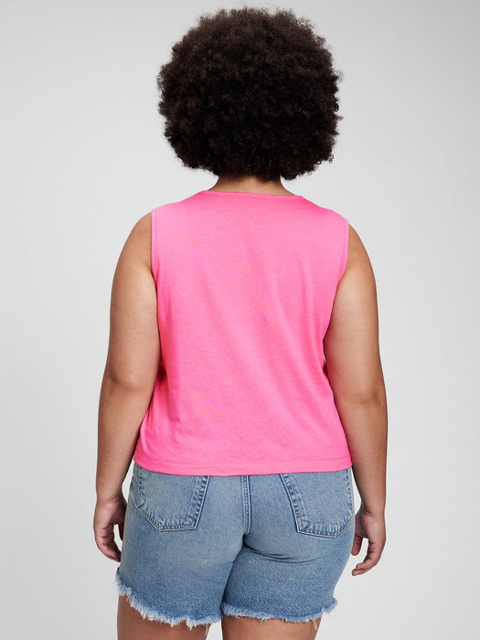 Shrunken Muscle Tank Top - phoebe pink