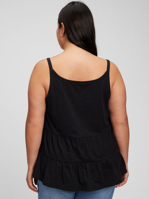 100% Organic Cotton Tiered Cami - black