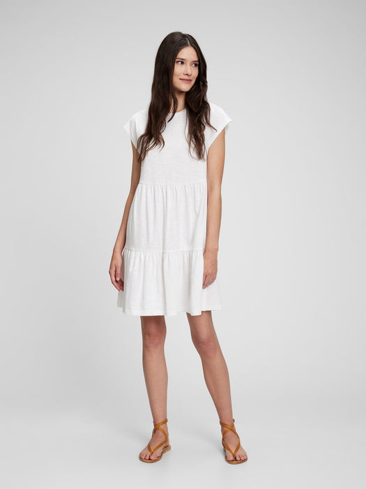 Tiered Mini Dress - optic white