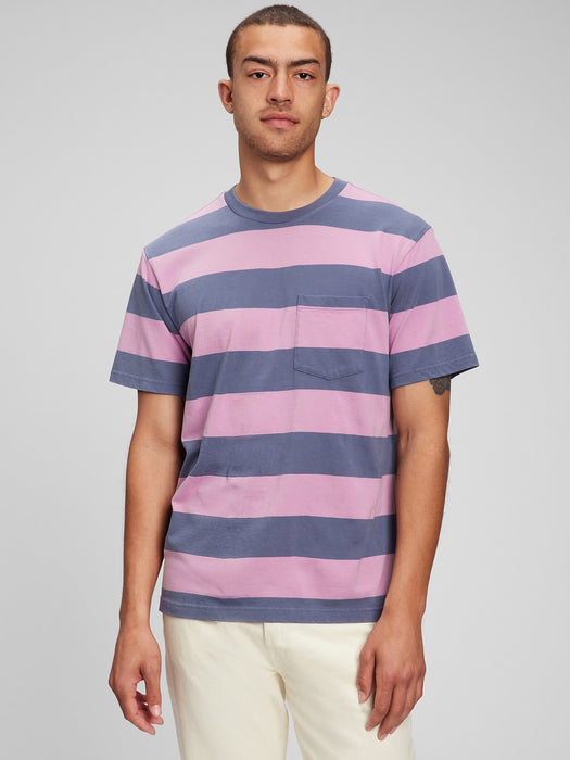 100% Organic Cotton Archive Stripe Pocket T-Shirt