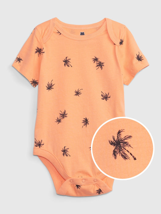 Baby 100% Organic Cotton Mix & Match Graphic Bodysuit - palm print orange