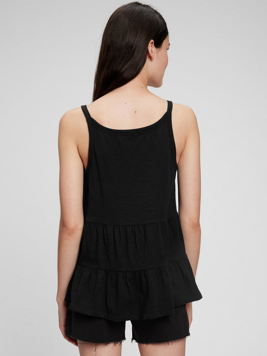 100% Organic Cotton Tiered Cami - black