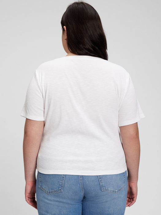 Ruched Cropped T-Shirt - optic white